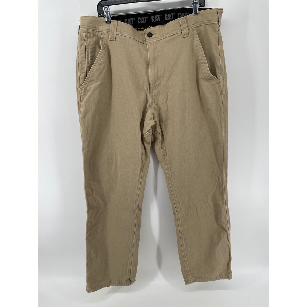 CAT Caterpillar Work Pants Mens 38x32* Khaki Canvas Rugged Utility Gorpcore